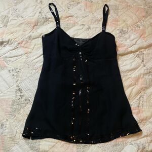 express design studio vintage y2k 2006 babydoll sequin cami 100% silk medium